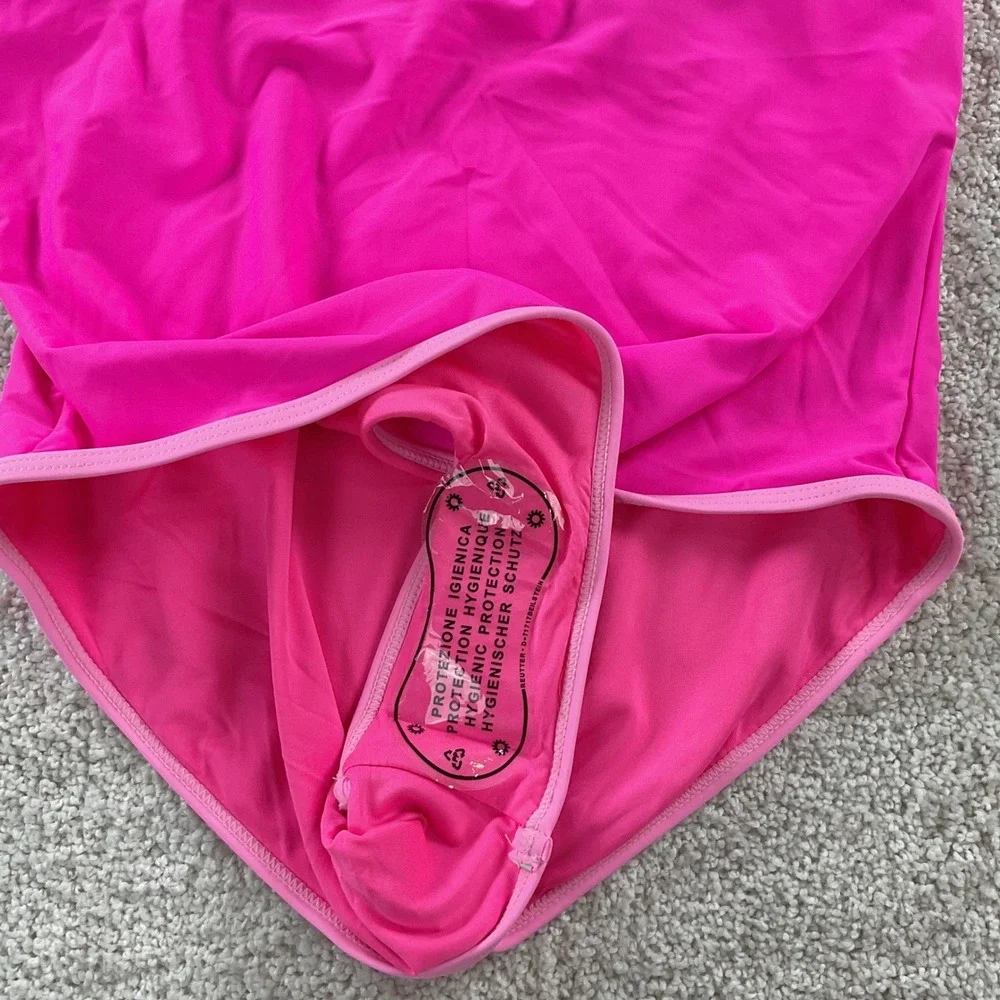 Leoparts‎ Women Hot Pink One Piece Swimsuit Scoop Neck High Cut Size L NWT